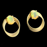 Faceted Ethiopian Honey Opals in Gold Earrings