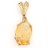 Freeform Mexican Fire Opal with Full-Spectrum Play-of-Color, in Unique, Organic Gold Pendant Setting with Spinning Bale.
