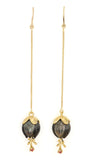 Carved Galatea Tahitian Pearl Flowers with Ruby and Gold Petals and Stamens. Drop Earrings with French Hooks