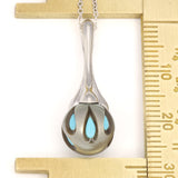 White Gold Galatea Necklace with Carved Tahitian Pearl over Turquoise