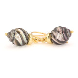 Spiral-Carved Galatea Tahitian Pearl Earrings. Gold French Wire Backs