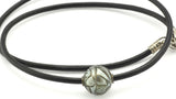 Carved Dolphin Galatea Tahitian Pearl, on black leather thong necklace