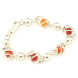 Mexican Fire Opals of Orange and Red in Silver Cages in Vintage Silver Bracelet