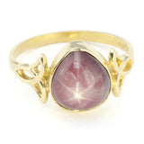 Natural Star Ruby in Gold Ring with Celtic Knotwork