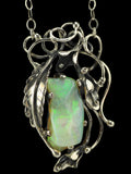 Freeform Ethiopian Opal with Honeycomb Pattern in Silver Calla Lily Necklace