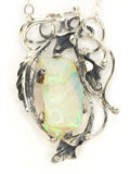 Freeform Ethiopian Opal with Honeycomb Pattern in Silver Calla Lily Necklace