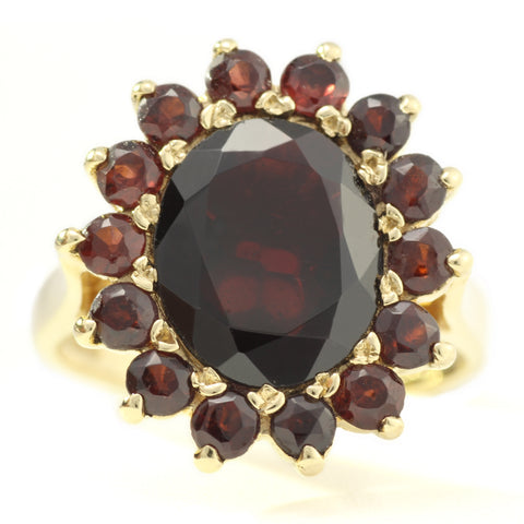 Vintage Garnet Cluster Gold Ring