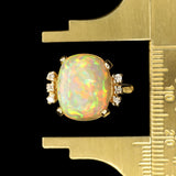 Exceptional Honeycomb Ethiopian Opal in Gold Ring with Diamond Accents
