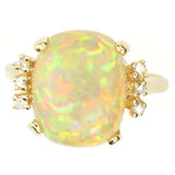 Exceptional Honeycomb Ethiopian Opal in Gold Ring with Diamond Accents