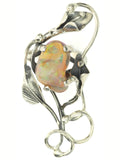 Freeform Red Ethiopian Opal in Large Silver Calla Lily Ring