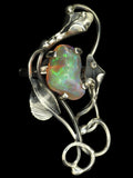 Freeform Red Ethiopian Opal in Large Silver Calla Lily Ring