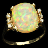 Exceptional Honeycomb Ethiopian Opal in Gold Ring with Diamond Accents