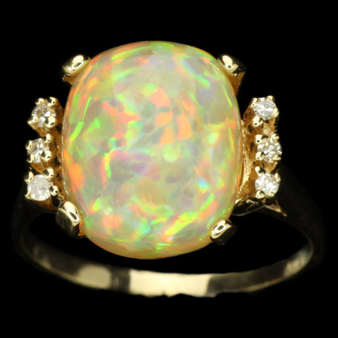 Makeda - Exceptionally Fine Ethiopian Opal and Diamond Ring