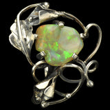 Freeform Honeycomb-Pattern Ethiopian Opal in Silver Calla Lily Ring