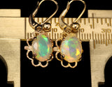 Faceted, Full-Spectrum Ethiopian Opals in Gold Earrings with Leverback Closure