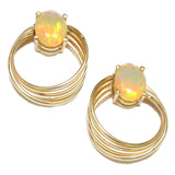 Faceted Ethiopian Honey Opals in Gold Earrings