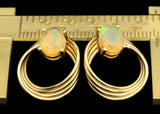 Faceted Ethiopian Honey Opals in Gold Earrings