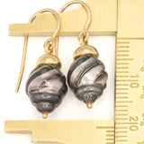 Spiral-Carved Galatea Tahitian Pearl Earrings. Gold French Wire Backs