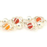 Mexican Fire Opals of Orange and Red in Silver Cages in Vintage Silver Bracelet