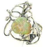 Freeform Honeycomb-Pattern Ethiopian Opal in Silver Calla Lily Ring