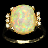 Exceptional Honeycomb Ethiopian Opal in Gold Ring with Diamond Accents