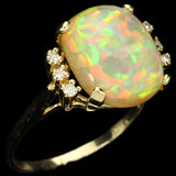 Exceptional Honeycomb Ethiopian Opal in Gold Ring with Diamond Accents