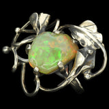 Freeform Honeycomb-Pattern Ethiopian Opal in Silver Calla Lily Ring