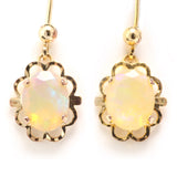 Faceted, Full-Spectrum Ethiopian Opals in Gold Earrings with Leverback Closure